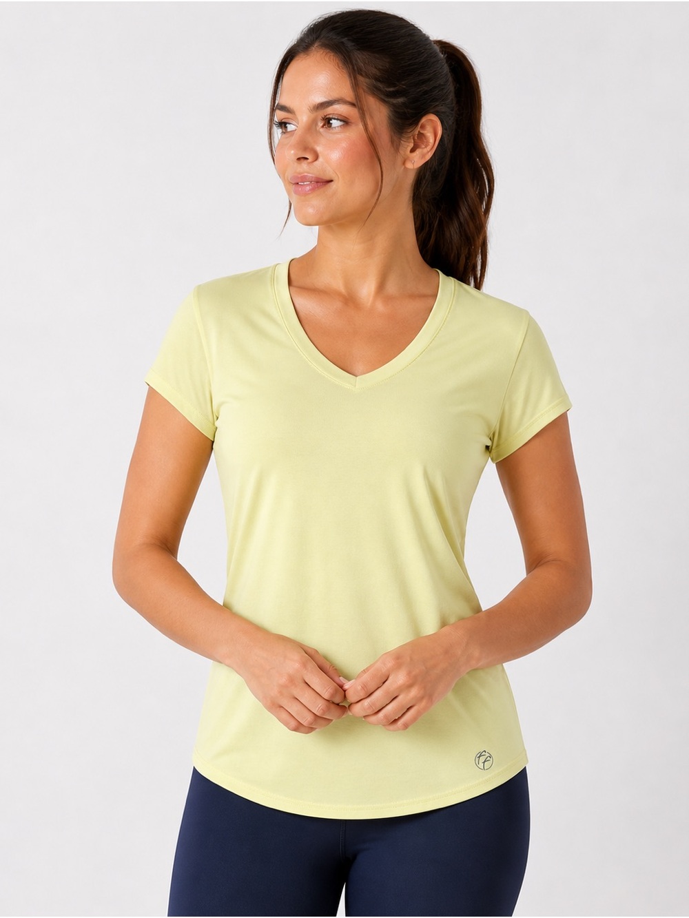 Free Fly Apparel Women's V-Neck Tee in Pale Yellow